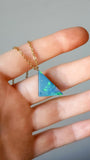 14K Gold Bail Australian Coober Pedy Opal Doublet Pendant, Opal Necklace PRA8
