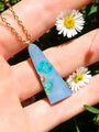 14K Gold Bail Australian Coober Pedy Opal Doublet Pendant, Opal Necklace XMS11