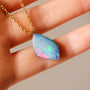 14K Gold Bail, Australian Coober Pedy Opal Doublet Pendant Necklace GEM2