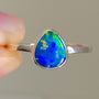 Coober Pedy Opal Ring, Size US 7, Silver Opal Ring, Dainty Opal Ring