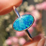 Sterling Silver Australian Opal Ring, Dainty Ring, SIZE US 6 1/2, Blue Opal Ring
