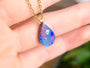 14K Gold Bail Australian Coober Pedy Opal Doublet Pendant, Opal Necklace PRA4