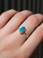 Sterling Silver Australian Opal Doublet Ring, SIZE US 8 1/4, Green Dainty Opal 