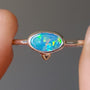 Australian Opal Doublet Ring, SIZE 8, 14K Gold and Silver Opal Ring, Dainty Ring