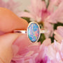 Sterling Silver Australian Opal Ring, Dainty Ring, SIZE 8 ¾, Pink Opal Ring,