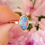 Sterling Silver Australian Opal Ring, Dainty Ring, SIZE 8 ¾, Pink Opal Ring,