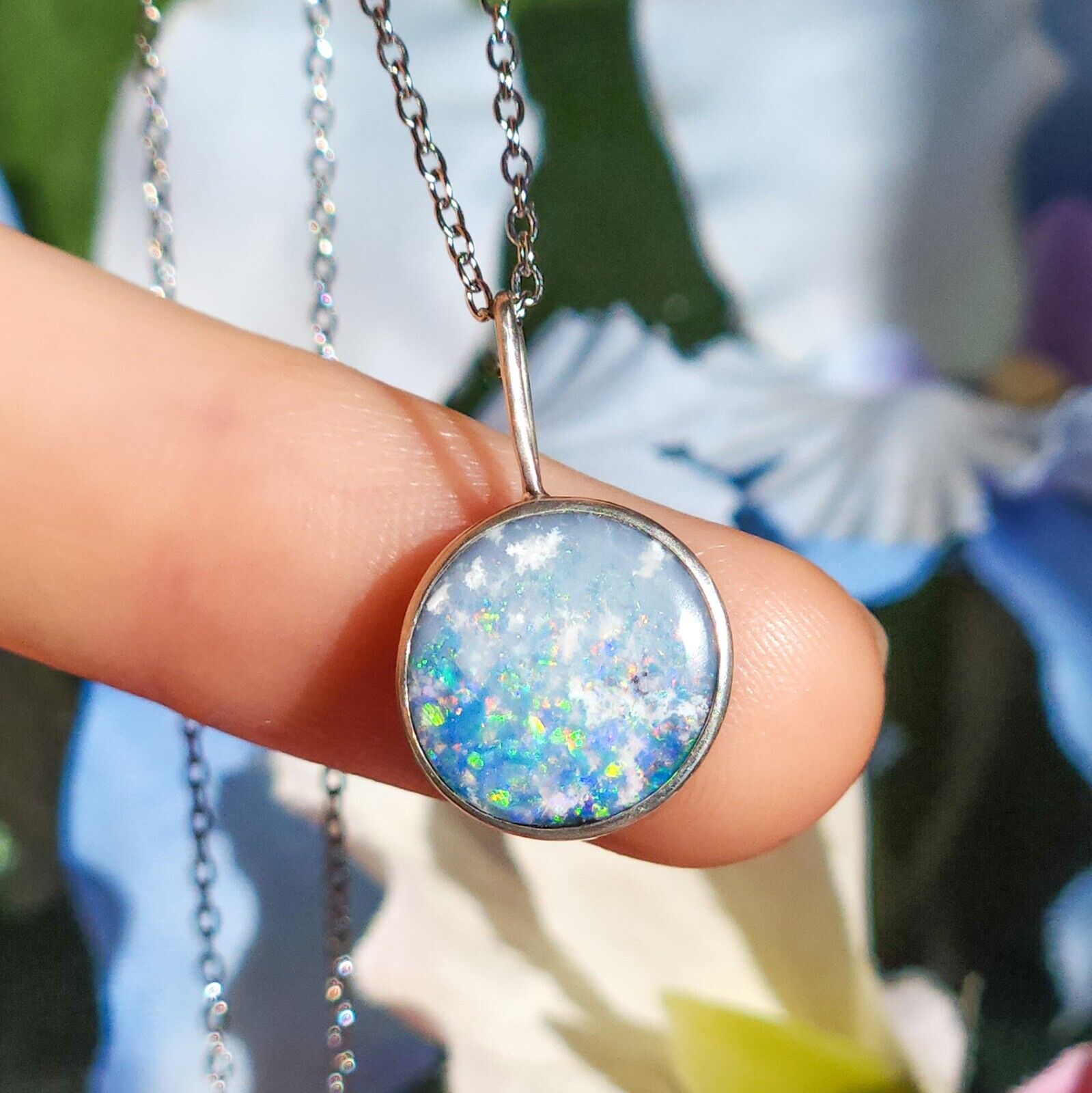 Opal Sterling Silver Wrapped Australian Coober Pedy Opal Doublet Pendant, HON3