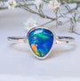 Coober Pedy Opal Ring, Size US 7, Silver Opal Ring, Dainty Opal Ring