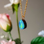 14K Gold Bail, Australian Coober Pedy Opal Doublet Pendant Necklace GEM3