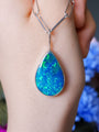 Green Australian Opal Necklace, Coober Pedy Opal Doublet, Solid Sterling Silver 