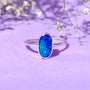 Sterling Silver Australian Opal Ring, Dainty Ring, SIZE US 6 1/2, Blue Opal Ring