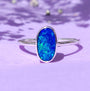 Sterling Silver Australian Opal Ring, Dainty Ring, SIZE US 6 1/2, Blue Opal Ring