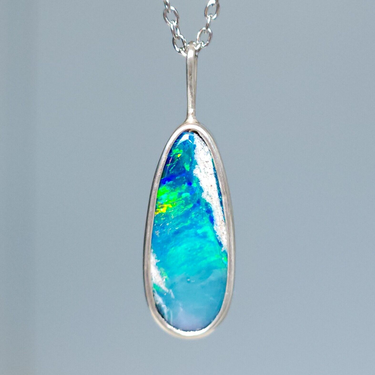 Silver Australian Opal Pendant/ Doublet Opal Necklace/ dainty necklace/ TI7 